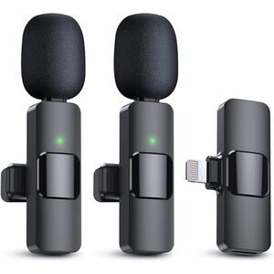 2 Pack Wireless Lavalier Microphones for iPhone, iPad - Crystal Clear Sound